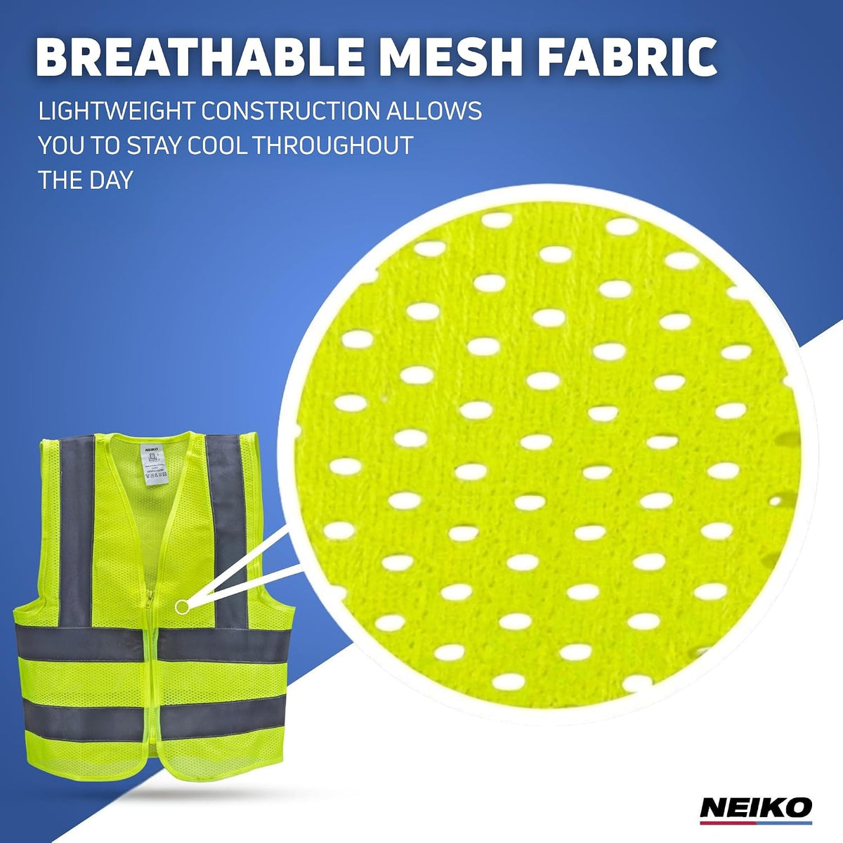 Neiko High Visibility Safety Vest, ANSI Class 2, No Pocket