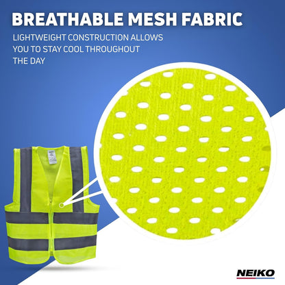 Neiko High Visibility Safety Vest, ANSI Class 2, No Pocket