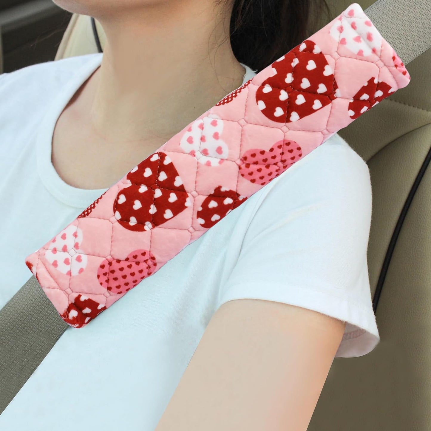 Amooca Soft Auto Seat Belt Cover Seatbelt Shoulder Pad 2 PCS for a More Comfortable Driving Compatible with All Cars and Backpack Black