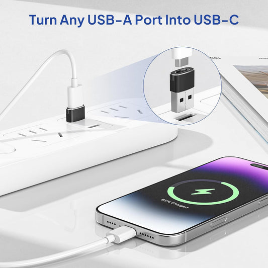 Elebase USB to USB C Adapter for iPhone 17 4Pack,USBC Female to A Male Car Charger Adapter,Type C Converter Apple 17e 16 Pro Max 15 14 Plus,iWatch Watch 11 10 Ultra 3,iPad Air,Samsung Galaxy S26