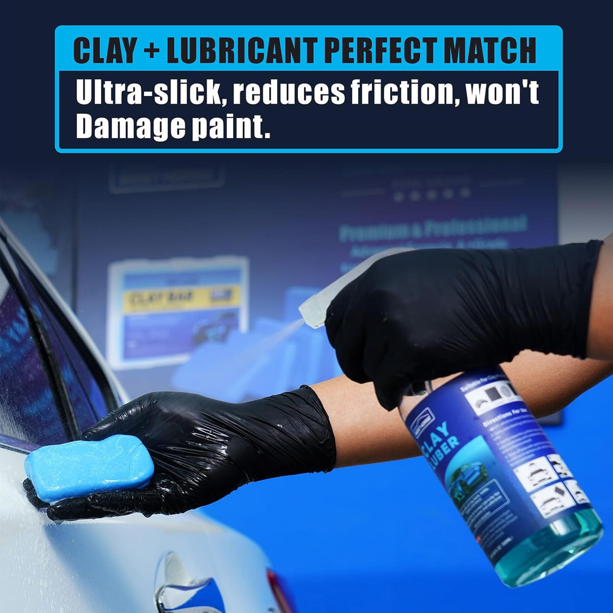 Complete Clay Bar and Luber Kit for Auto Detailing - 4 Pack (4x100g) Clay Bars + 16.9 fl. oz Lubricant Spray + 4 Pack Microfiber Cleansing Towel