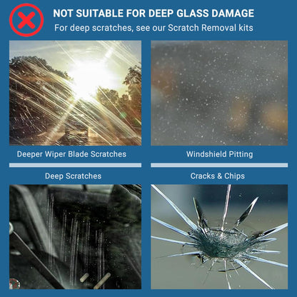 GLASS POLISH DIY 3” (75mm) Windshield Polishing Kit for Car Glass Restoration, Remove Wiper Blade Damage, Fine Scratches, Haziness, and Water Spots, Restore Glass Clarity and Shine