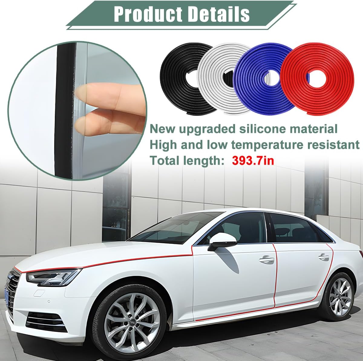 Osilly Car Door Edge Guards, 16Ft Rubber Seal Car Door Edge Trim, U Shape Door Edge Protector Guard, Aluminum Weather Proofing Automotive Door Edge Molding Protection for Most Car (Black)
