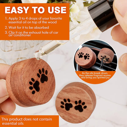 Essential Oil Car Diffuser, 2 PCS Car Aromatherapy Wood Diffuser with Vent Clip