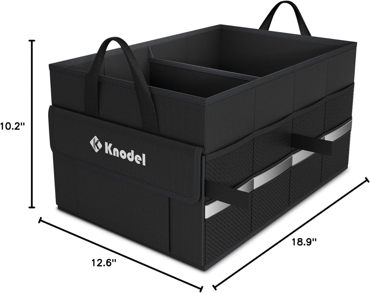 K KNODEL Car Trunk Organizer with Lid, Collapsible Car Trunk Storage Organizer, Car Organizer and Storage for SUV, Truck, Sedan (Medium, Black)