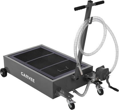 Garvee 20 gal Oil Drain Pan Oil Drain Tank, 76 L Low Profile Oil Drain Pan, Large Capacity Oil Change Pan with Manual Pump & T Foldable Hand and Wheels, 8 ft Hose Oil Drain Cart for Car, SUV, Trucks