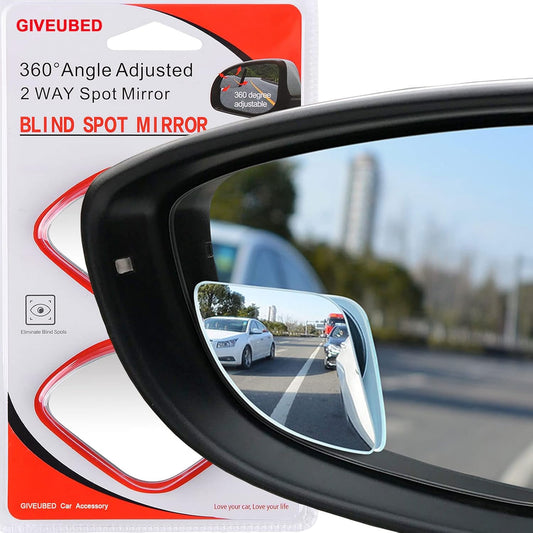 Upgrade HD Glass Wide Angle Blind Spot Mirror, Frameless 360 Adjustable Convex Rear View Mirror for Cars, Trucks and SUV - Big Fan Shaped 2pcs