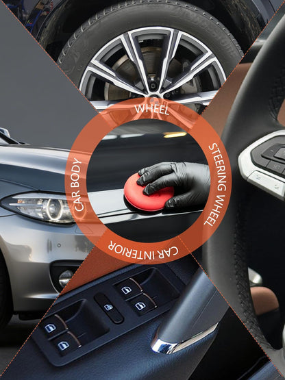 SPTA Tire Shine Applicator, 6Pcs Foam Applicator Pads, Round Shape Side Pressing Hand Polishing Sponge Pads Kit Tire Shine Applicator Pad Tire Dressing Applicator Pad for Applying Tire Shine