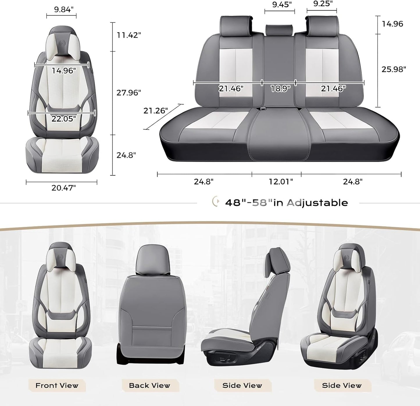 Coverado Seat Covers Full Set, Black Seat Covers for Cars 5 Seats, Car Seat Protector, Waterproof Nappa Leather Car Seat Cushion, Front and Rear Car Seat Cover Fit for Most Sedans SUV Pick-up Truck - Colors B