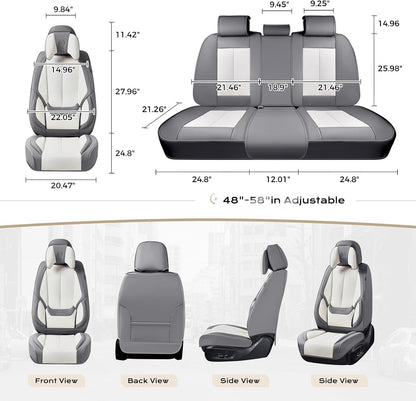 Coverado Seat Covers Full Set, Black Seat Covers for Cars 5 Seats, Car Seat Protector, Waterproof Nappa Leather Car Seat Cushion, Front and Rear Car Seat Cover Fit for Most Sedans SUV Pick-up Truck - Colors B