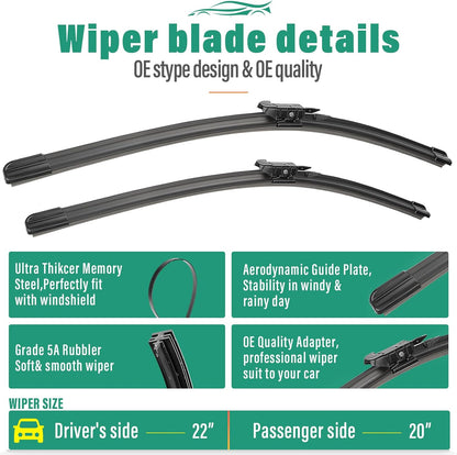 26" 16" 12" Windshield Wiper Blades Replacement for Toyota RAV4 2019 2020 2021 2022 2023 2024 2025 RAV 4 / Mazda 5 2006-2015 Premium All Weather Front Rear Wipers Set - OEM Quality (Pack of 3) - Colors D