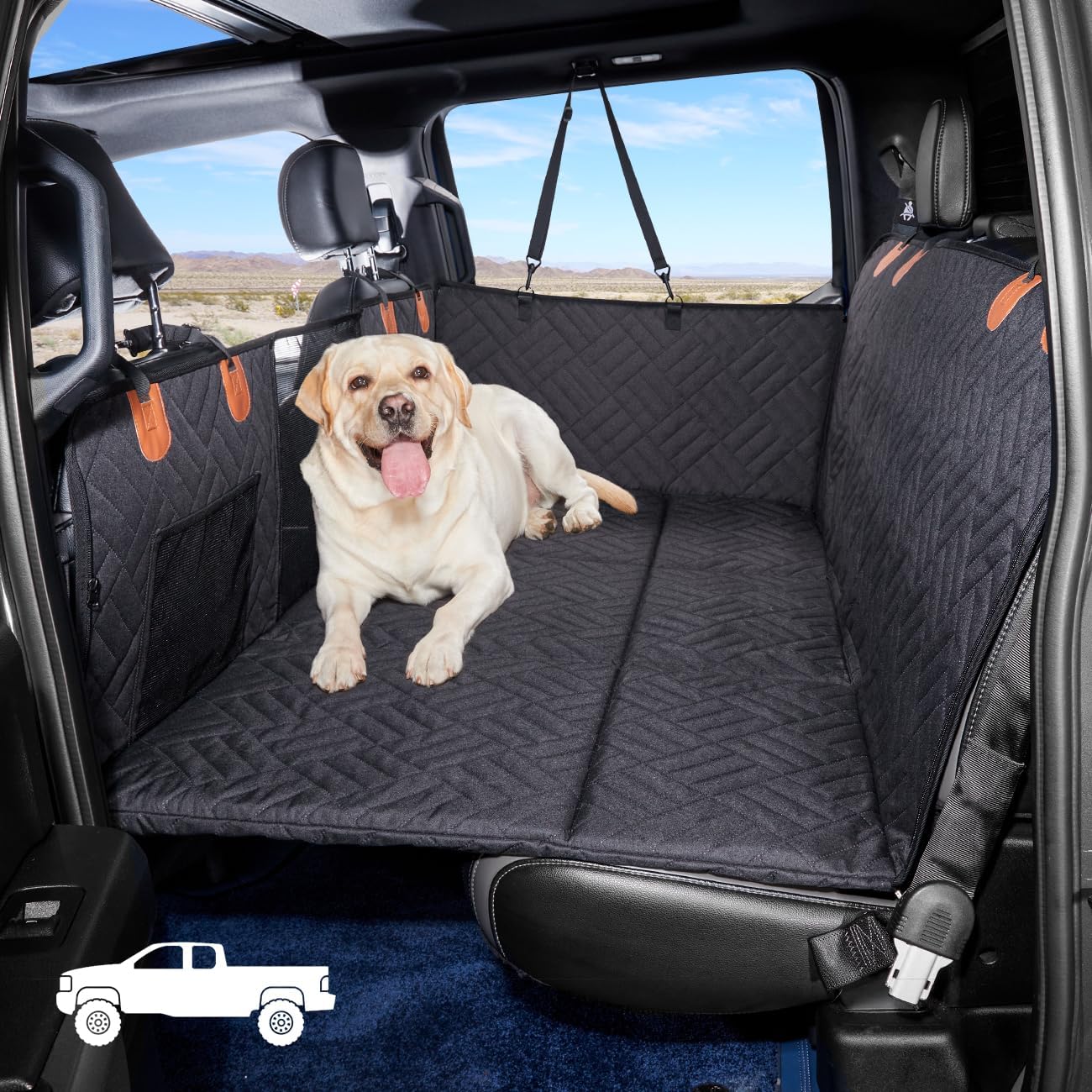 YJGF Back Seat Extender,Dog Seat Cover for Back Seat,Hard Bottom Car Seat Cover for Dogs,Dog Hammock for Car,Back Seat Pet Cover for Dogs(Black,for Car/SUV/Small Truck)