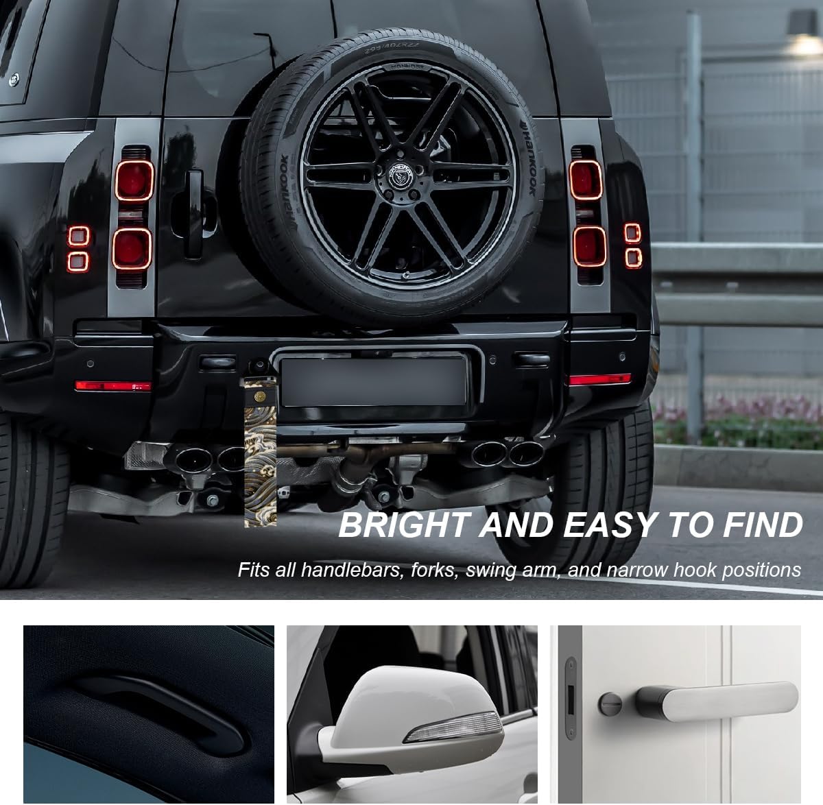 Racing Tow Strap, Stylish JDM Car Bumper Tow Strap Trailer Hook Belt for Decoration, Heavy Duty Nylon Traction Rope Universal Fit for Front or Rear Front Bumper (Black)