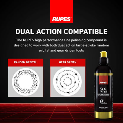 RUPES 9.DAFINE250 Pack of 1 250 ml Yellow D-A Fine High Performance Polishing Compound for Car Detailing & Removing Scratches| Removes Fine Defects | Micro-Abrasive Technology | Removes Swirl Marks