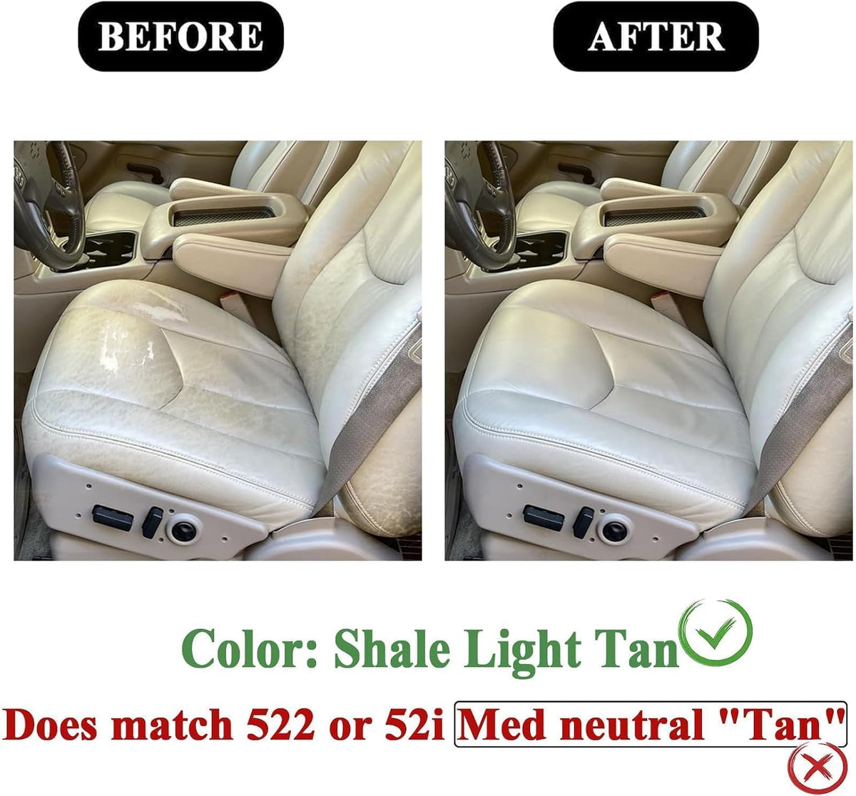 NLQR #522 Light Tan Front Driver Bottom Replacement Seat Cover Microfiber Leather Compatible with Chevy Avalanche Tahoe Suburban GMC Yukon XL 2003 2004 2005 2006