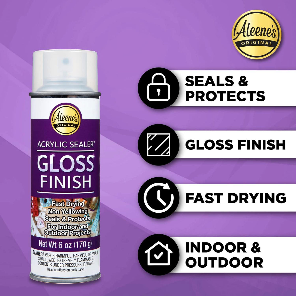Aleene's 26412 Spray Gloss Finish, 6 Oz Acrylic Sealer, Original Version, Clear - Gloss