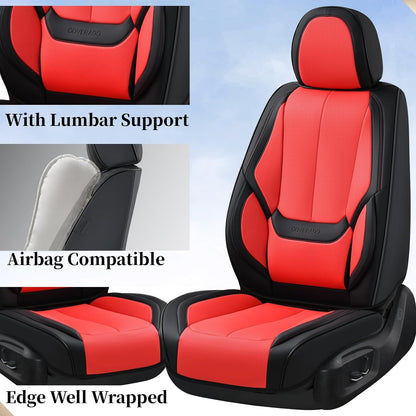 Coverado Seat Covers Full Set, Black Seat Covers for Cars 5 Seats, Car Seat Protector, Waterproof Nappa Leather Car Seat Cushion, Front and Rear Car Seat Cover Fit for Most Sedans SUV Pick-up Truck - Colors B