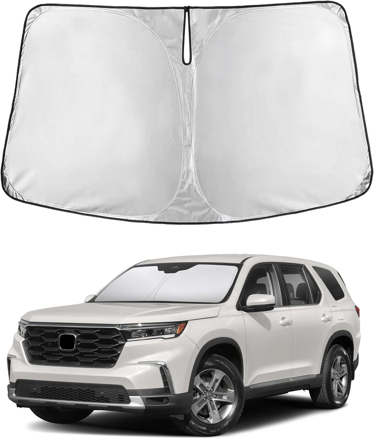 EcoNour Car Windshield Sun Shade | 2025 Upgraded Innovative No-Light-Pass Technology for Maximum Coverage | Foldable Sun Shade Keeps Your Vehicle Cool | Must-Have Car Accessories | Small (59" x 29") - Colors F