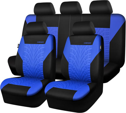 CAR PASS Car Seat Covers Full Sets, Front & Split Rear Bench for Car, 3D Tyre Embossed Automotive Interior Covers, Airbag Compatible, Quick Setup Universal Fit Seat Covers for Car, SUV(Charcoal)