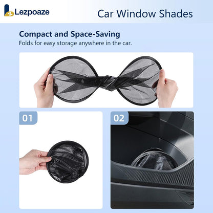 2-Pack Car Window Shades | Mesh Static adsorption Side Window Anti-UV Sunshade Curtain | Universal Fit 99% Vehicles | Foldable Car Shades