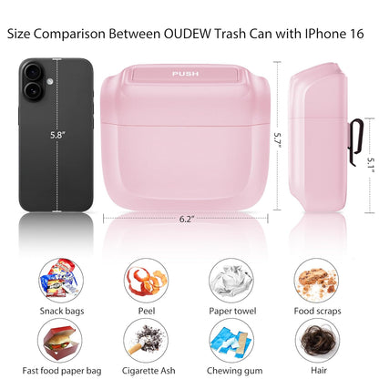 2 Packs Car Trash Can with Lid，Built-in Storage Garbage Bag，Leakproof Vehicle Trash，Car Accessories for Interior,Mini Garbage Bin for Automotive, Office, Kitchen,Bedroom，with 60pcs Trash Bags