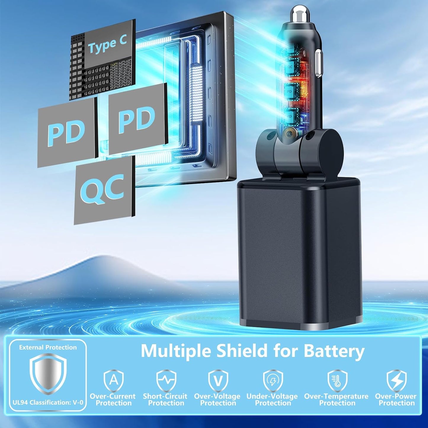 【MFi Certified】iPhone 17 Car Charger Fast Charging, Braveridge 75W USB C PD&QC Car Power Cigarette Lighter USB Charger with 6FT Type C Coiled Cable for iPhone 17/17 Pro Max/16/15/Galaxy S26/S25/Pixel