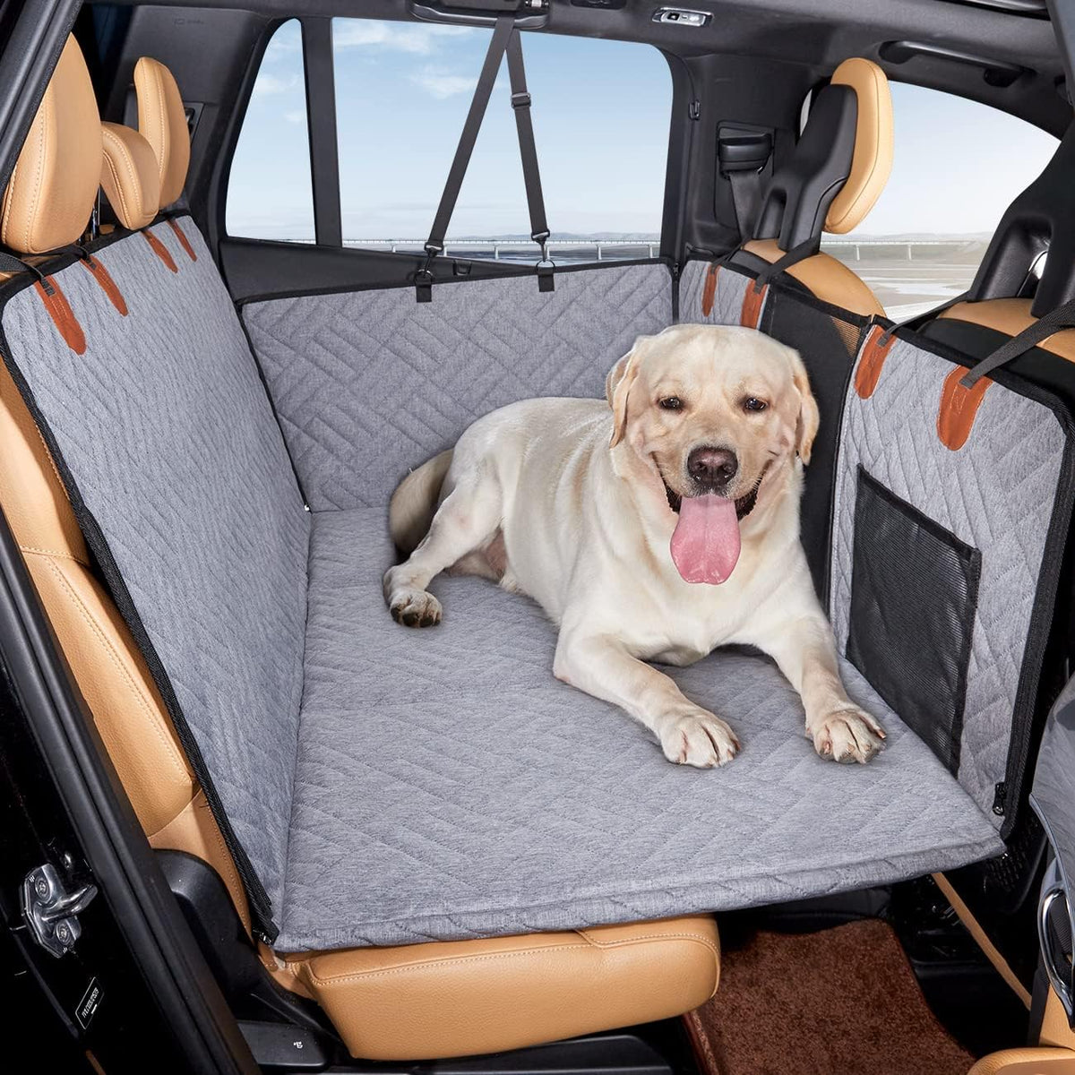YJGF Back Seat Extender,Dog Seat Cover for Back Seat,Hard Bottom Car Seat Cover for Dogs,Dog Hammock for Car,Back Seat Pet Cover for Dogs(Black,for Car/SUV/Small Truck)