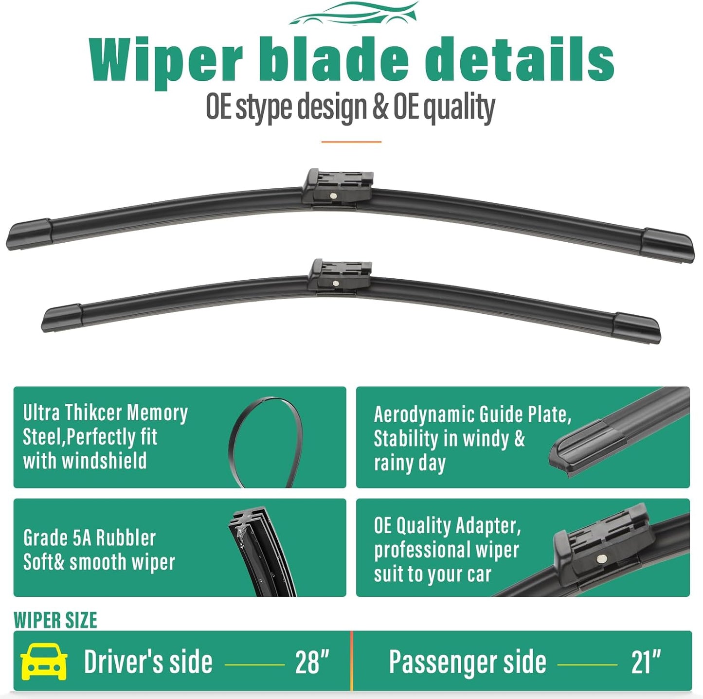 26" 16" 12" Windshield Wiper Blades Replacement for Toyota RAV4 2019 2020 2021 2022 2023 2024 2025 RAV 4 / Mazda 5 2006-2015 Premium All Weather Front Rear Wipers Set - OEM Quality (Pack of 3) - Colors D