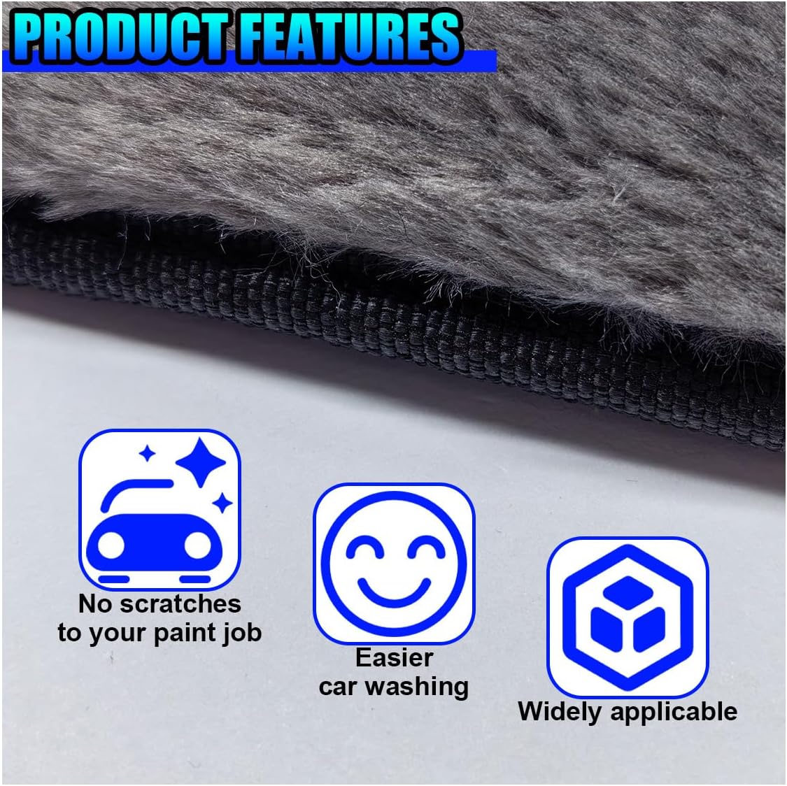 2PCS Car Wash Mitt, Soft Plush Non-Scratch Auto Dust Cleaning Pad, High-Density Car Washing Gloves, Universal Vehicle Exterior & Interior Detailing Supplies for Cars, Trucks, SUVs(Gray)