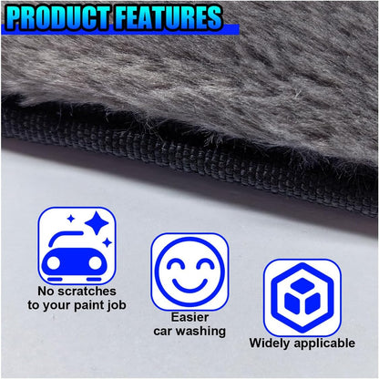 2PCS Car Wash Mitt, Soft Plush Non-Scratch Auto Dust Cleaning Pad, High-Density Car Washing Gloves, Universal Vehicle Exterior & Interior Detailing Supplies for Cars, Trucks, SUVs(Gray)