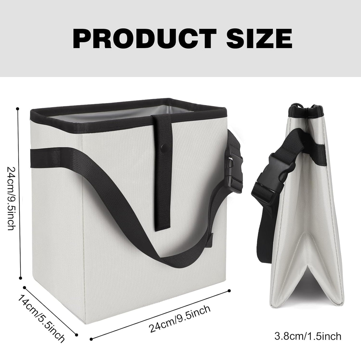 Homelove Car Trash Can, Leak-Proof Waterproof Trash Bin Collapsible Portable Auto Garbage Bag Large Capacity Trashcan Storage Bag Multipurpose Car Organizer Hanging (Black)