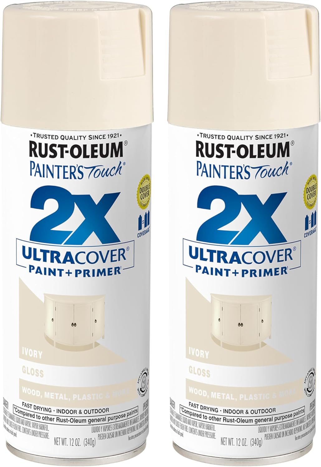 Rust-Oleum 334029 Painter's Touch 2X Ultra Cover Spray Paint, 12 oz, Gloss Clear - Colors E