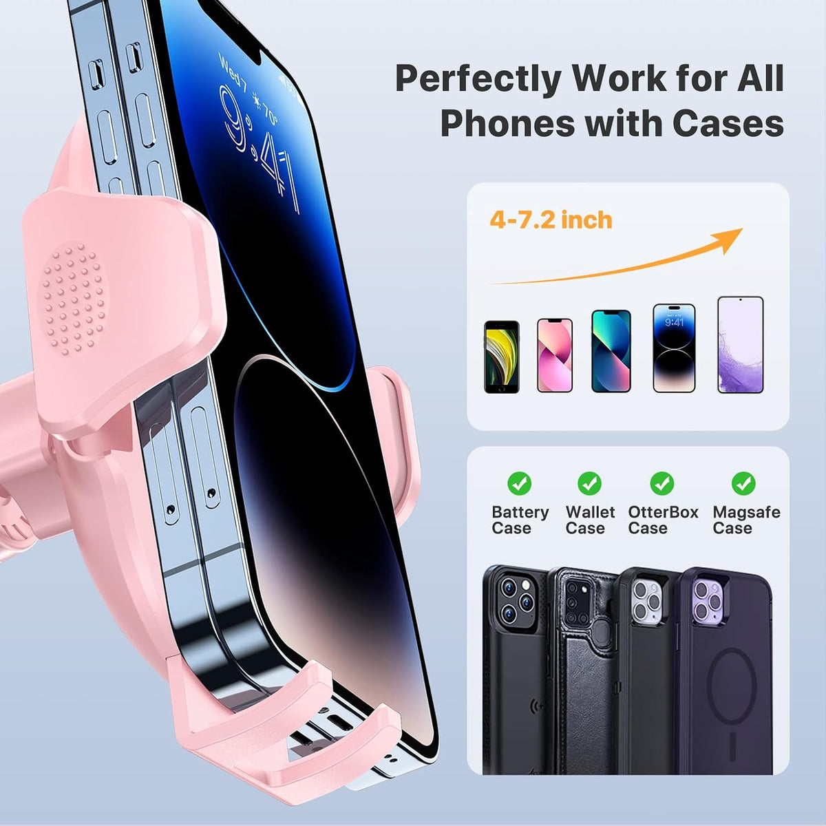 Miracase Phone Holders for Your Car with Metal Hook Clip, Air Vent Cell Phone Stand Car Mount, Universal Automobile Cradle for Garmin GPS Fit iPhone Android and All Smartphones, Dark Black