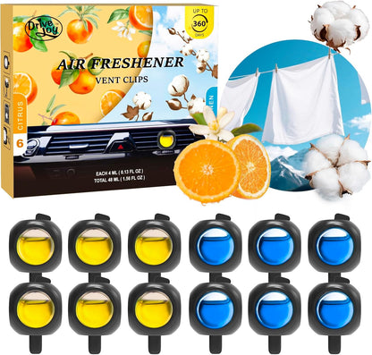 Car Air Freshener Vent Clips, 12 Pack, 6 Ocean, 6 Hawaiian, Provides Long-Lasting Scent, Up to 360 Days, Car Fresheners