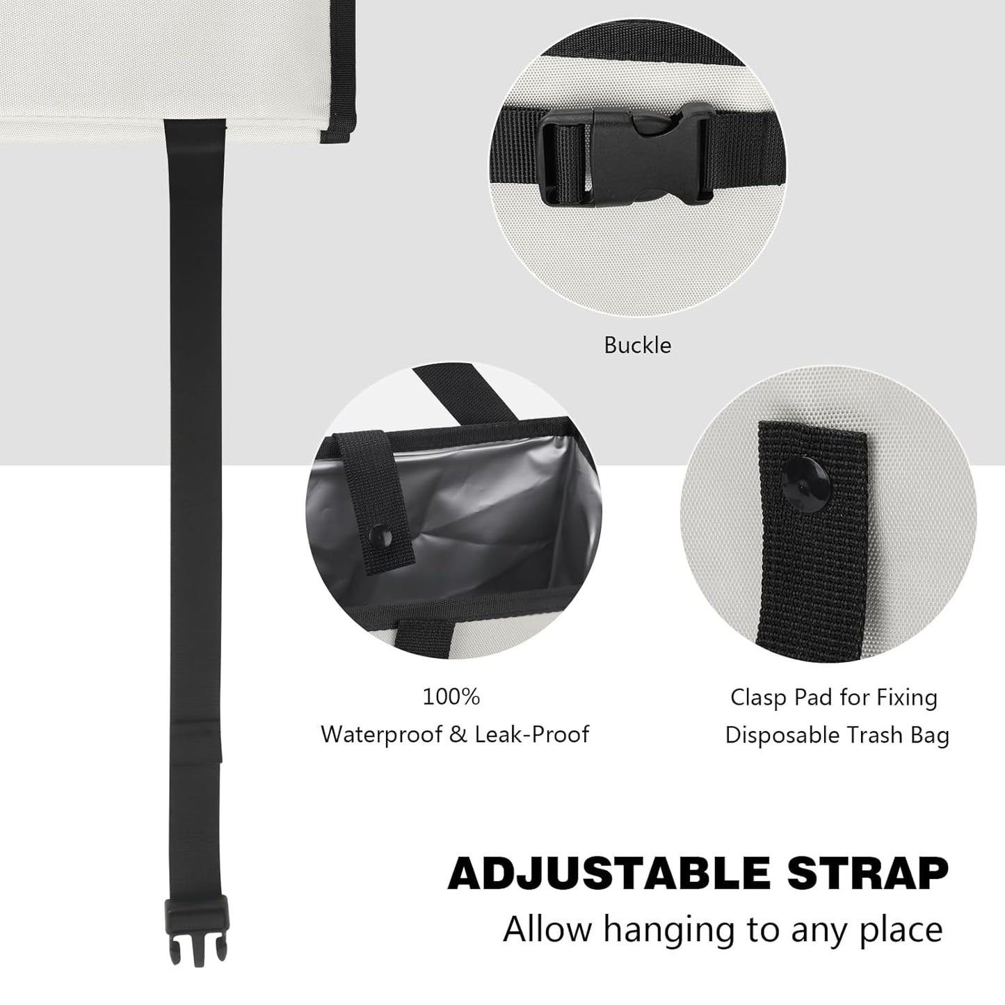 Homelove Car Trash Can, Leak-Proof Waterproof Trash Bin Collapsible Portable Auto Garbage Bag Large Capacity Trashcan Storage Bag Multipurpose Car Organizer Hanging (Black)