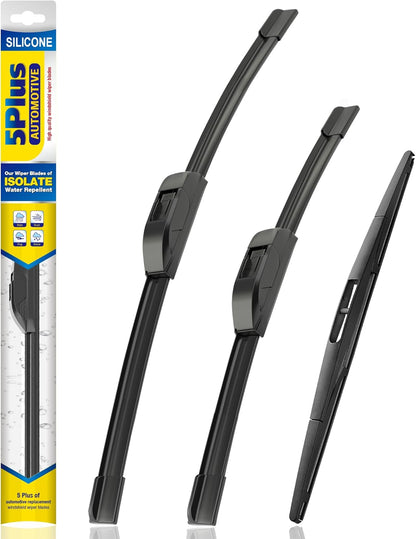5 PLUS® Silicone Windshield Wipers Replacement for 2019-2024 Toyota RAV4/ 2006-2015 Mazda 5 Wiper Blades(Set of 3), Windshield Wiper Blades For My Car-26"/16"/12" - Colors C
