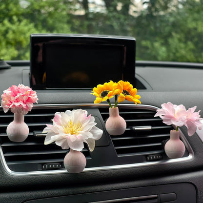 Set of 4 Cute Flower Bouquet Car Air Freshener Vent Clips, Mini Artificial Flowers for Car Air Vent Decoration, Auto Interior Dashboard Ornament Accessories