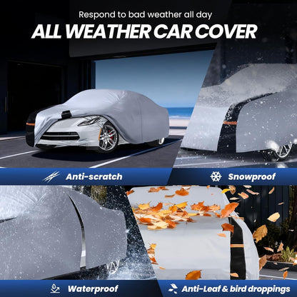 Coupe Car Cover Waterproof All Weather, 10 Layers Outdoor Car Covers for Muscle Car - Sun & Rain Protector Full Exterior Covers. Custom Fit Ford Mustang, Shelby Camaro, etc C4(Gift Towel/Storage Bag)