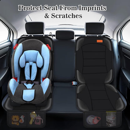 Siivton Car Seat Protector for Child Car Seat,Waterproof Car Seat Cover for Leather and Fabric Seats, 2 Mesh Pockets, Non-Slip Bottom,Thick Padding Cushion