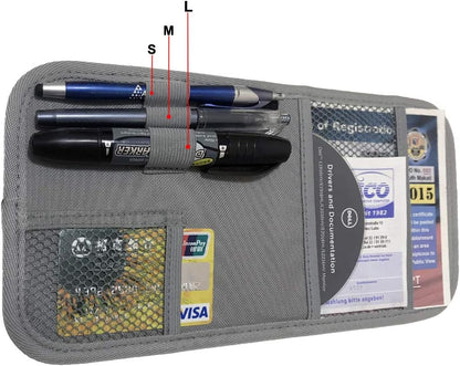 Car Sun Visor Organizer, Auto Visor Holder Interior Accessories Pocket Organizer - Car Registration Holder Document Storage Pouch Pen holder - Grey