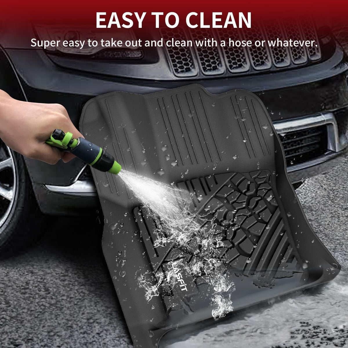 LASFIT Floor Mats for Jeep Grand Cherokee WL 2022-2025 2026 5-Seat (Include 4xe, NOT for L), All Weather TPE Custom Fit Car Mats Floor Liners Cargo Liner Cargo Mat Trunk Mat Black