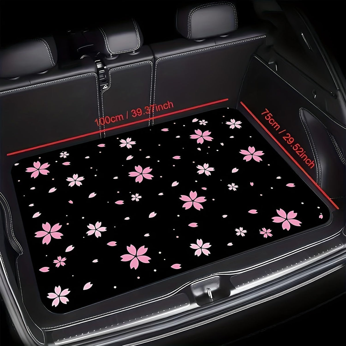 Universal Car Trunk Mat 29" x 39",Purple Colorful Flowers All Weather Trunk Protection Cargo Liner, Durable Cargo Mat Rear Trunk Liner,Stylish Vehicle Interior Accessories Suitable for Most Car Models