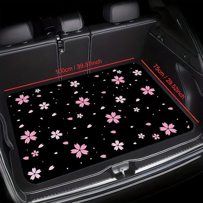 Universal Car Trunk Mat 29" x 39",Purple Colorful Flowers All Weather Trunk Protection Cargo Liner, Durable Cargo Mat Rear Trunk Liner,Stylish Vehicle Interior Accessories Suitable for Most Car Models