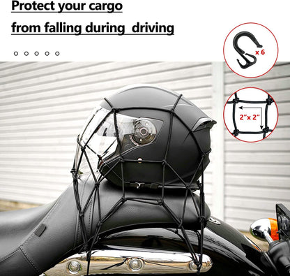 Cargo Net 4' x6' Stretches to 8' x 12' Truck Cargo Net for Pickup Truck Bed- Small 4"x4" Mesh Grid Super Duty Bungee Heavy Duty Bed Netting with 12 Adjustable Metal Carabiners by Cenipar