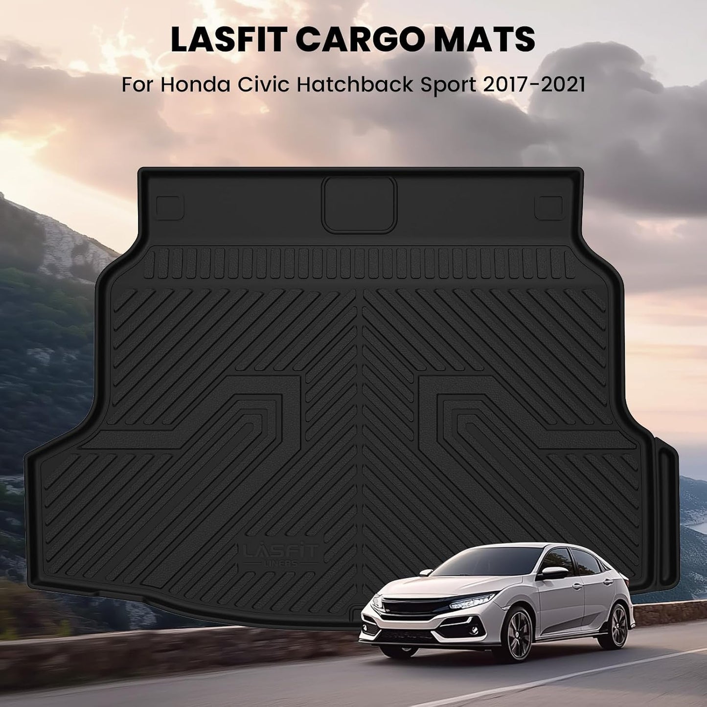 LASFIT Floor Mats for Honda CR-V 2026 2025 2024 2023 (Gasoline & Hybrid & e:FCEV), All Weather TPE Custom Fit Anti-Slip Pet Friendly Car Liners, 1st & 2nd Row Black
