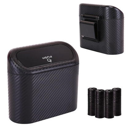 Ginsco 2 Pack Mini Car Trash Can with Lid, Small Car Garbage Can, Cute Leakproof ABS Trash Bin, Cars Accessories for Interior, Garbage Bin for Car, Home, Office with 120pcs Trash Bags Black