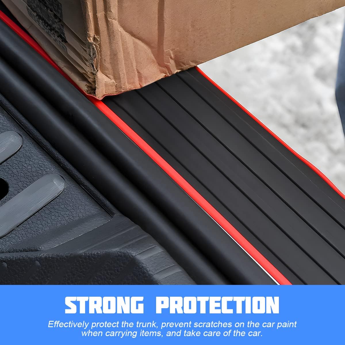 Car Rear Bumper Protector Guard, Anti-Scratch Abrasion Rubber Trunk Door Entry Sill Guard, Non-Slip Vehicle Trim Cover Protection Strip, Car Accessories for Most Cars and SUV (Black/Red/35.4" x2.7)