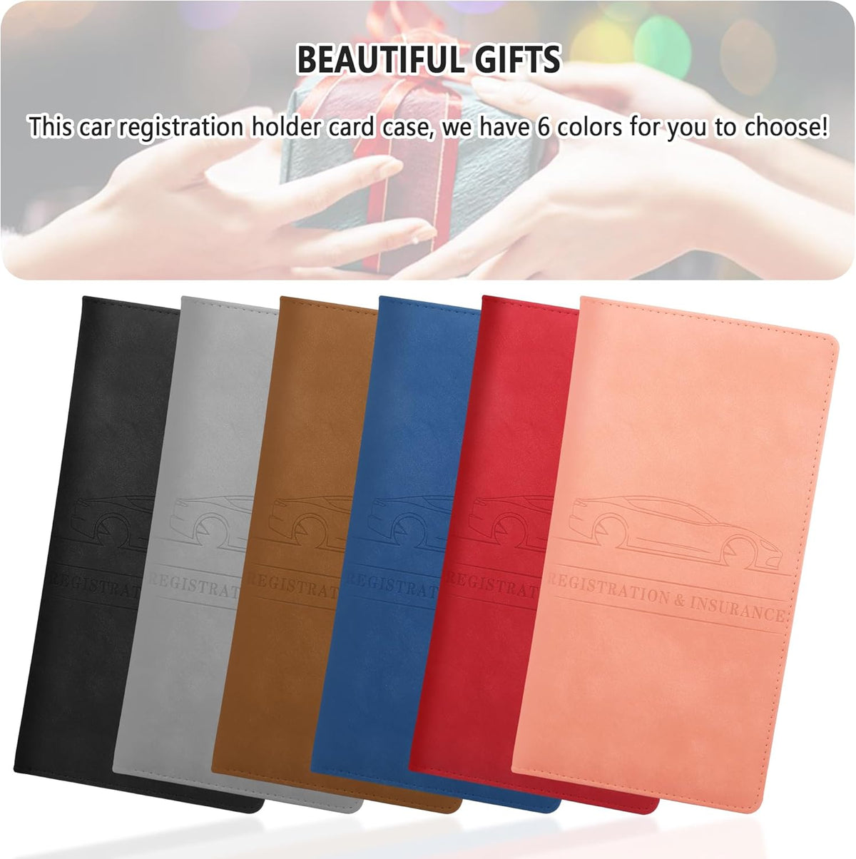 Car Registration and Insurance Holder,PU Leather Car Glove Box Organizer Car Document Holder for ID,Driver's License,Universal Car Organizer Car Accessories for Women/Men (Red)
