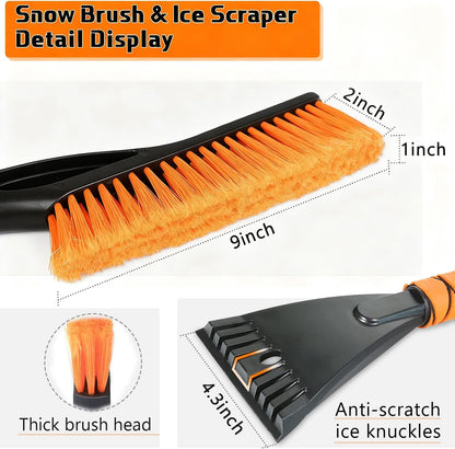 27" Snow Brush and Ice Scrapers for Car Windshield, Trucks, Snow Remover | 2 in 1 Detachable Snow Brush Car Accessories with Ergonomic Foam Handle