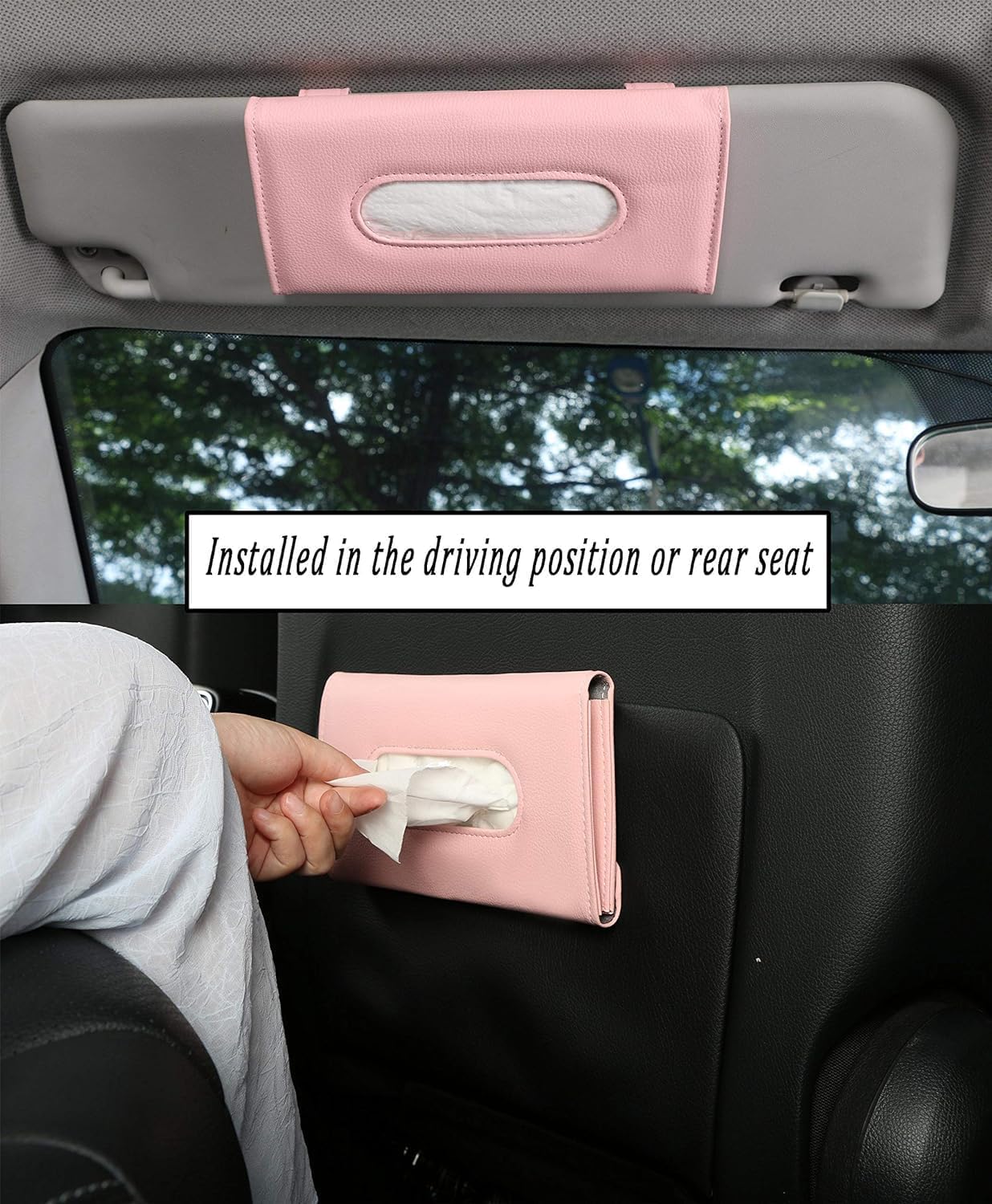 Fredysu Car Visor Tissue Holder, Sun Visor Napkin Holder Backseat Tissue Case, Premium Car Tissue Box for car, Vehicle (Black)